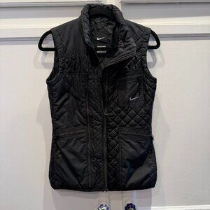 Nike Black Primaloft Quilted Vest Athletic Running Jacket w/ Zippers Womens XS